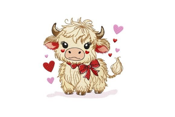 Baby Highland Cow Embroidery Design