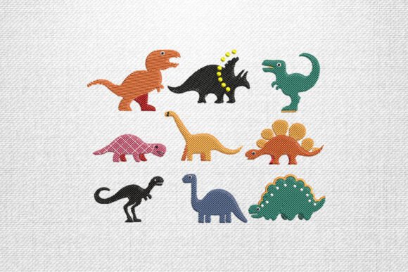 Cute Dinosaur Embroidery Design Set