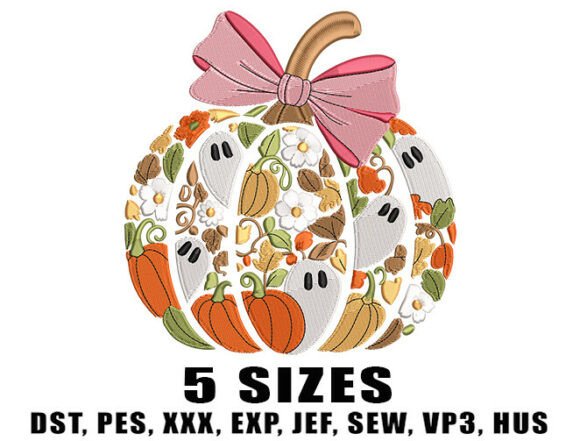 Cute Girly Pumpkin Embroidery Design