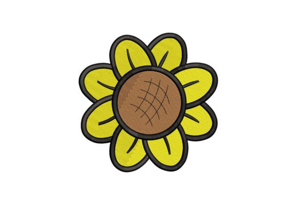 Embroidered Petals Sunflower Bloom