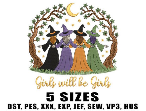 Forest Magic Witch Embroidery Design