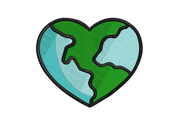 Heart Planet Embroidery Design