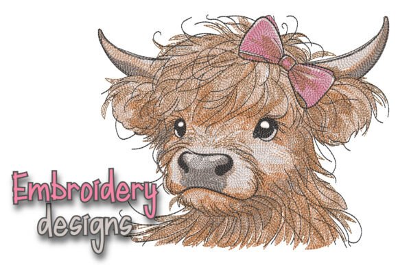 Highland Cow Machine Embroidery Design