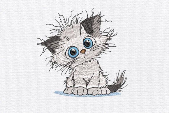 Messy Kitten Embroidery Design