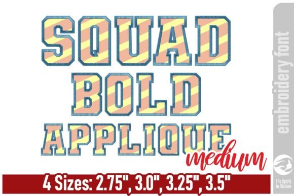 Squad Bold Applique Embroidery Font - M