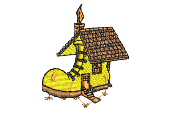Whimsical House-Shaped Shoe Embroidery